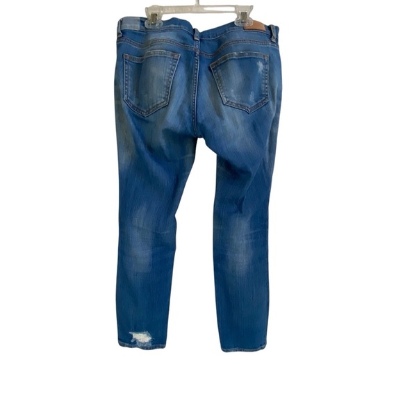 Zara Ripped Raw Stretchy Medium Rise Relaxed Straight Leg Distressed Jeans SZ 26 - Picture 2 of 10